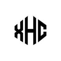 diseño de logotipo de letra xhc con forma de polígono. diseño de logotipo en forma de cubo y polígono xhc. xhc hexágono vector logo plantilla colores blanco y negro. Monograma xhc, logotipo empresarial y inmobiliario.