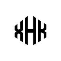 diseño de logotipo de letra xhk con forma de polígono. Diseño de logotipo en forma de cubo y polígono xhk. xhk hexágono vector logo plantilla colores blanco y negro. Monograma xhk, logotipo empresarial y inmobiliario.