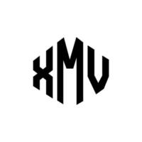 XMV letter logo design with polygon shape. XMV polygon and cube shape logo design. XMV hexagon vector logo template white and black colors. XMV monogram, business and real estate logo.