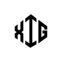 XIG letter logo design with polygon shape. XIG polygon and cube shape logo design. XIG hexagon vector logo template white and black colors. XIG monogram, business and real estate logo.