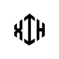 XIH letter logo design with polygon shape. XIH polygon and cube shape logo design. XIH hexagon vector logo template white and black colors. XIH monogram, business and real estate logo.