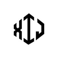 diseño de logotipo de letra xij con forma de polígono. diseño de logotipo en forma de cubo y polígono xij. xij hexágono vector logo plantilla colores blanco y negro. monograma xij, logotipo comercial e inmobiliario.