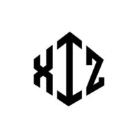 diseño de logotipo de letra xiz con forma de polígono. diseño de logotipo en forma de cubo y polígono xiz. xiz hexágono vector logo plantilla colores blanco y negro. monograma xiz, logotipo empresarial y inmobiliario.