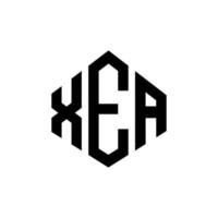 diseño de logotipo de letra xea con forma de polígono. diseño de logotipo en forma de cubo y polígono xea. plantilla de logotipo vectorial hexagonal xea colores blanco y negro. monograma xea, logotipo comercial e inmobiliario. vector