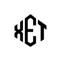 diseño de logotipo de letra xet con forma de polígono. xet polígono y diseño de logotipo en forma de cubo. xet hexágono vector logo plantilla colores blanco y negro. monograma xet, logo comercial e inmobiliario.