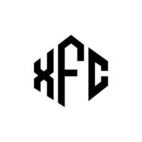 XFC letter logo design with polygon shape. XFC polygon and cube shape logo design. XFC hexagon vector logo template white and black colors. XFC monogram, business and real estate logo.