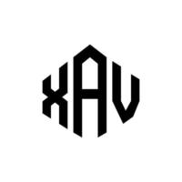 XAV letter logo design with polygon shape. XAV polygon and cube shape logo design. XAV hexagon vector logo template white and black colors. XAV monogram, business and real estate logo.