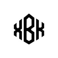 XBK letter logo design with polygon shape. XBK polygon and cube shape logo design. XBK hexagon vector logo template white and black colors. XBK monogram, business and real estate logo.