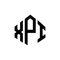 XPI letter logo design with polygon shape. XPI polygon and cube shape logo design. XPI hexagon vector logo template white and black colors. XPI monogram, business and real estate logo.