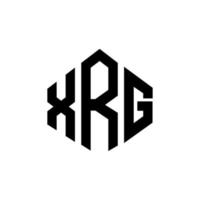 XRG letter logo design with polygon shape. XRG polygon and cube shape logo design. XRG hexagon vector logo template white and black colors. XRG monogram, business and real estate logo.
