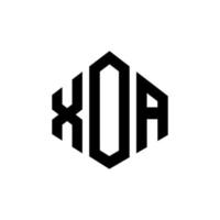 XOA letter logo design with polygon shape. XOA polygon and cube shape logo design. XOA hexagon vector logo template white and black colors. XOA monogram, business and real estate logo.