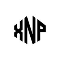 XNP letter logo design with polygon shape. XNP polygon and cube shape logo design. XNP hexagon vector logo template white and black colors. XNP monogram, business and real estate logo.