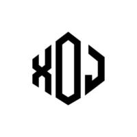 XOJ letter logo design with polygon shape. XOJ polygon and cube shape logo design. XOJ hexagon vector logo template white and black colors. XOJ monogram, business and real estate logo.