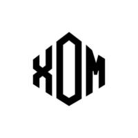 XOM letter logo design with polygon shape. XOM polygon and cube shape logo design. XOM hexagon vector logo template white and black colors. XOM monogram, business and real estate logo.