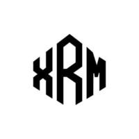 XRM letter logo design with polygon shape. XRM polygon and cube shape logo design. XRM hexagon vector logo template white and black colors. XRM monogram, business and real estate logo.