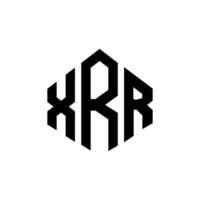 XRR letter logo design with polygon shape. XRR polygon and cube shape logo design. XRR hexagon vector logo template white and black colors. XRR monogram, business and real estate logo.
