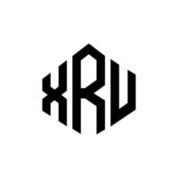 XRU letter logo design with polygon shape. XRU polygon and cube shape logo design. XRU hexagon vector logo template white and black colors. XRU monogram, business and real estate logo.