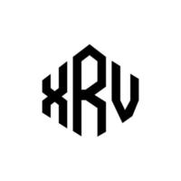 XRV letter logo design with polygon shape. XRV polygon and cube shape logo design. XRV hexagon vector logo template white and black colors. XRV monogram, business and real estate logo.