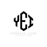 YEI letter logo design with polygon shape. YEI polygon and cube shape logo design. YEI hexagon vector logo template white and black colors. YEI monogram, business and real estate logo.