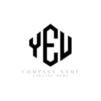 YEU letter logo design with polygon shape. YEU polygon and cube shape logo design. YEU hexagon vector logo template white and black colors. YEU monogram, business and real estate logo.