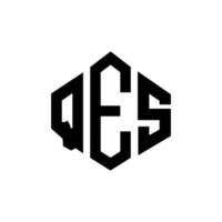 QES letter logo design with polygon shape. QES polygon and cube shape logo design. QES hexagon vector logo template white and black colors. QES monogram, business and real estate logo.