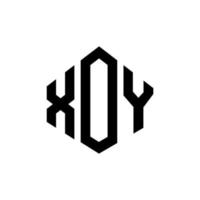 XOY letter logo design with polygon shape. XOY polygon and cube shape logo design. XOY hexagon vector logo template white and black colors. XOY monogram, business and real estate logo.