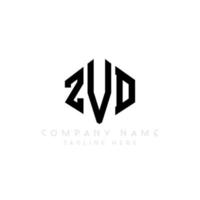 ZVD letter logo design with polygon shape. ZVD polygon and cube shape logo design. ZVD hexagon vector logo template white and black colors. ZVD monogram, business and real estate logo.