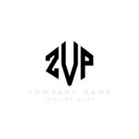 ZVP letter logo design with polygon shape. ZVP polygon and cube shape logo design. ZVP hexagon vector logo template white and black colors. ZVP monogram, business and real estate logo.