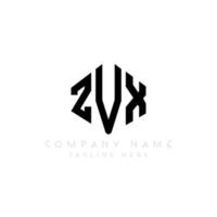 ZVX letter logo design with polygon shape. ZVX polygon and cube shape logo design. ZVX hexagon vector logo template white and black colors. ZVX monogram, business and real estate logo.