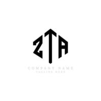 ZTA letter logo design with polygon shape. ZTA polygon and cube shape logo design. ZTA hexagon vector logo template white and black colors. ZTA monogram, business and real estate logo.