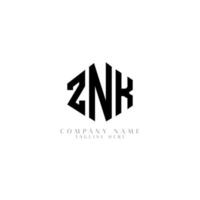 ZNK letter logo design with polygon shape. ZNK polygon and cube shape logo design. ZNK hexagon vector logo template white and black colors. ZNK monogram, business and real estate logo.