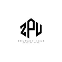 ZPU letter logo design with polygon shape. ZPU polygon and cube shape logo design. ZPU hexagon vector logo template white and black colors. ZPU monogram, business and real estate logo.