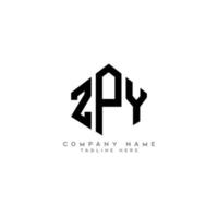 ZPY letter logo design with polygon shape. ZPY polygon and cube shape logo design. ZPY hexagon vector logo template white and black colors. ZPY monogram, business and real estate logo.