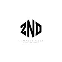 ZND letter logo design with polygon shape. ZND polygon and cube shape logo design. ZND hexagon vector logo template white and black colors. ZND monogram, business and real estate logo.