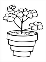 Cute hand drawn houseplant in a pot clipart. Plant illustration. Cozy home doodle vector