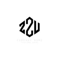 ZZU letter logo design with polygon shape. ZZU polygon and cube shape logo design. ZZU hexagon vector logo template white and black colors. ZZU monogram, business and real estate logo.