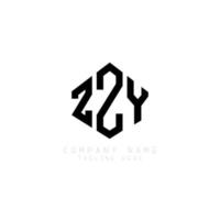 ZZY letter logo design with polygon shape. ZZY polygon and cube shape logo design. ZZY hexagon vector logo template white and black colors. ZZY monogram, business and real estate logo.