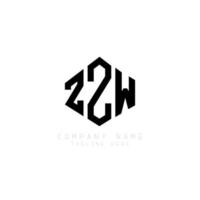 diseño de logotipo de letra zzw con forma de polígono. Diseño de logotipo en forma de cubo y polígono zzw. zzw hexágono vector logo plantilla colores blanco y negro. Monograma zzw, logo comercial y inmobiliario.