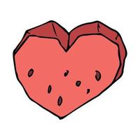 Cute vector watermelon clipart. Hand drawn watermelon slice icon. Fruit illustration.