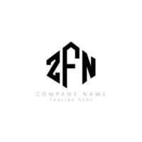 ZFN letter logo design with polygon shape. ZFN polygon and cube shape logo design. ZFN hexagon vector logo template white and black colors. ZFN monogram, business and real estate logo.