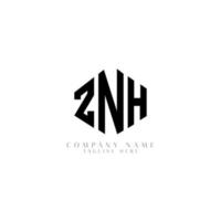 ZNH letter logo design with polygon shape. ZNH polygon and cube shape logo design. ZNH hexagon vector logo template white and black colors. ZNH monogram, business and real estate logo.