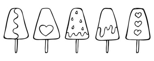 Vector set of hand drawn ice cream illustration. Cute dessert clipart. For print, web, design, decor, logo.