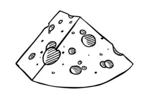 partes y lonchas de queso dibujadas a mano aisladas en un fondo blanco. icono de queso. Imágenes Prediseñadas de vector de queso