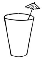 Cute cup of water, juice or soda. Glass illustration. Simple drink clipart vector