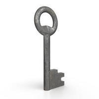 Old key isolated on white background photo