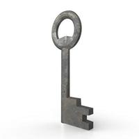 Old key isolated on white background photo