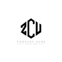 ZCU letter logo design with polygon shape. ZCU polygon and cube shape logo design. ZCU hexagon vector logo template white and black colors. ZCU monogram, business and real estate logo.