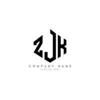 diseño de logotipo de letra zjk con forma de polígono. Diseño de logotipo en forma de cubo y polígono zjk. zjk hexágono vector logo plantilla colores blanco y negro. Monograma zjk, logotipo empresarial y inmobiliario.