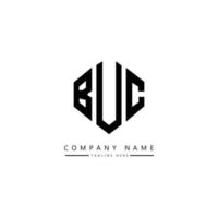 BUC letter logo design with polygon shape. BUC polygon and cube shape logo design. BUC hexagon vector logo template white and black colors. BUC monogram, business and real estate logo.