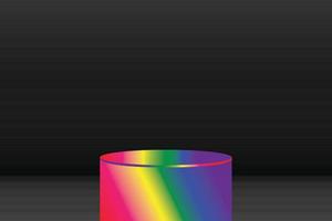 gradiente de estudio de habitación vacía negra con podio de color arco iris dentro de fondo vectorial vector
